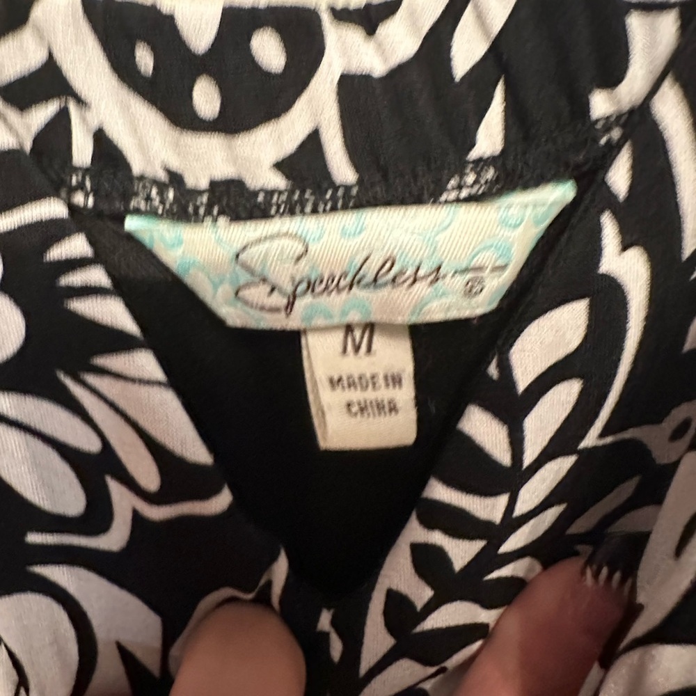 Vintage Y2K Era Speechless Black & White Patterned Dress w/ Pink Trim Medium - Picture 4 of 8